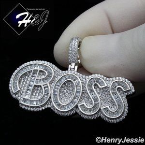 925 STERLING SILVER ICY BOSS LETTER PENDANT